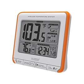 La Crosse 308-179OR Wireless Thermometer, 4.27 in L x 1.47 in W x 3.88 in H Display, 32 to 122 deg F