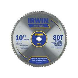 IRWIN 4935561 Blade, 10 in Dia, 5/8 in Arbor, 80-Teeth, Carbide Cutting Edge