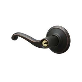 Schlage Flair Series F51A V FLA 716 Entry Lever Lockset, Solid Brass, Aged Bronze