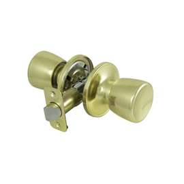 ProSource TS730BRA4V Knob Lockset, Knob Handle, Metal, Polished Brass, 2-3/8 to 2-3/4 in Backset, 44 x 57 mm Strike