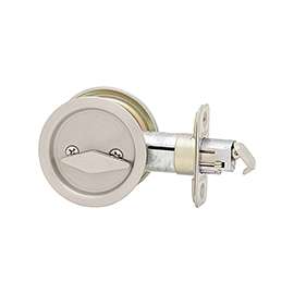 Kwikset 335 15 RND Pocket Door Lock, Satin Nickel, 2-3/8 in Backset