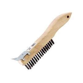 ProSource WB01416S Wire Brush with Scraper, 1-3/4 in L Trim, Metallic Bristle, 3/4 in W Brush, 10-7/8 in OAL