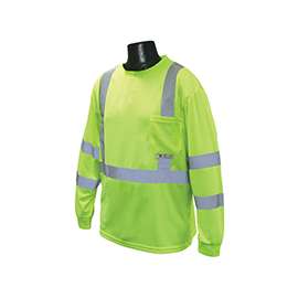 RADWEAR ST21-3PGS-L Safety T-Shirt, L, Polyester, Green, Long Sleeve, Pullover Closure