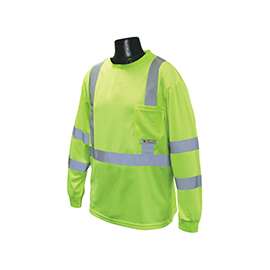 RADWEAR ST21-3PGS-M Safety T-Shirt, M, Polyester, Green, Long Sleeve, Pullover Closure