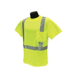 RADWEAR ST11-2PGS-2X Safety T-Shirt, 2XL, Polyester, Green, Short Sleeve, Pullover Closure