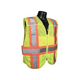 RADWEAR SV24-2ZGM-3X/5X Expandable Safety Vest, 3XL/5XL, Polyester, Green/Silver, Zip-N-Rip Closure
