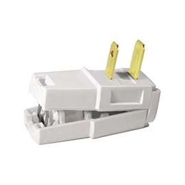 Leviton C22-00321-00W Wire Plug, 2 -Pole, 15 A, 125 V, NEMA: NEMA 1-15P, White