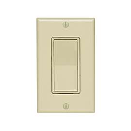 Decora C25-05671-02I Rocker Switch with Wallplate, 15 A, 120/277 V, SPST, Lead Wire Terminal, Ivory