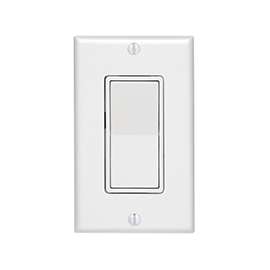 Decora C28-05671-02W Rocker Switch with Wallplate, 15 A, 120/277 V, SPST, Lead Wire Terminal, White