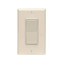 Decora C36-05671-02T Rocker Switch with Wallplate, 12 A, 120/277 V, SPST, Lead Wire Terminal, Light Almond