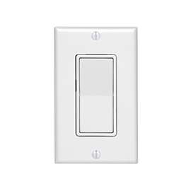 Decora C24-05673-02W Rocker Switch with Wallplate, 15 A, 120/277 V, SPST, Lead Wire Terminal, White