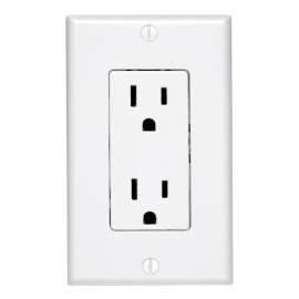 Leviton C24-05675-00W Duplex Receptacle, 2 -Pole, 15 A, 125 V, Push-In, Side Wiring, NEMA: 5-15R, White