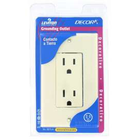 Leviton C25-05675-00I Duplex Receptacle, 2 -Pole, 15 A, 125 V, Push-In, Side Wiring, NEMA: 5-15R, Ivory
