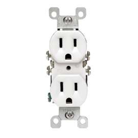Leviton C22-12650-00W Duplex Receptacle, 15 A, 2-Pole, 5-15R, White