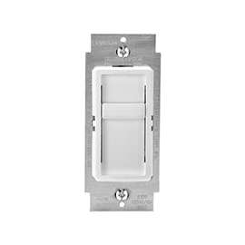 Leviton C22-06672-1LW Slide Dimmer, 120 A, 150 W, CFL, Halogen, Incandescent, LED Lamp, White