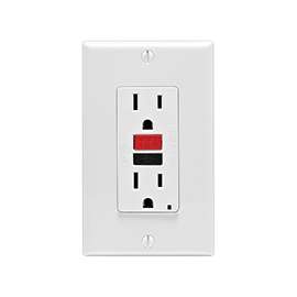 Leviton C12-GFNT1-RNW GFCI Duplex Receptacle, 2 -Pole, 15 A, 125 V, Back, Side Wiring, NEMA: 5-15R, White