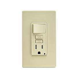 Leviton C91-GFSW1-00I Combination Switch, 2 -Pole, 15 A, 125 V, Ivory