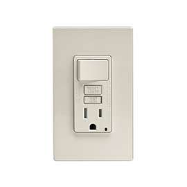 Leviton C96-GFSW1-00T Combination Switch, 2 -Pole, 15 A, 125 V, Light Almond