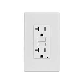 Leviton C32-GFNT2-0PW GFCI Duplex Receptacle, 2 -Pole, 20 A, 125 V, Back, Side Wiring, NEMA: 5-20R, White