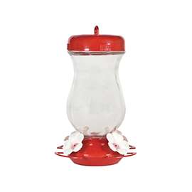 Perky-Pet 132TF Bird Feeder, 24 oz, 4-Port/Perch, Glass/Plastic, Clear, 9 in H