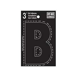 HY-KO 30400 Series 30412 Die-Cut Letter, Character: B, 3 in H Character, Black Character, Vinyl