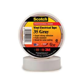 Scotch 35 Electrical Tape, 66 ft L, 3/4 in W, PVC Backing, Gray