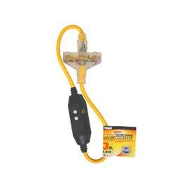 Prime GF320803 Triple Tap Adapter, 3 ft Cable, 15 A, 125 V, Yellow