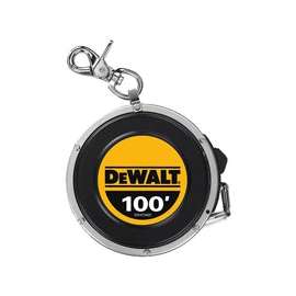 DeWALT DWHT34201 Tape Measure, 100 ft L x 3/8 in W Blade, Steel Blade, Black/Yellow