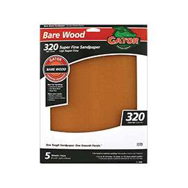 Gator 4466 Sanding Sheet, 11 in L, 9 in W, Very Fine, 320 Grit, Garnet Abrasive, Paper Backing