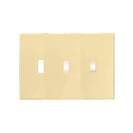 Eaton Wiring Devices PJS3V Wallplate, 4-7/8 in L, 6-3/4 in W, 3 -Gang, Polycarbonate, Ivory, High-Gloss