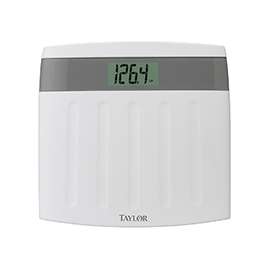 Taylor 73564012 Bathroom Scale, 350 lb Capacity, LCD Display, White, 12.56 in OAW, 12.13 in OAD, 2-1/4 in OAH