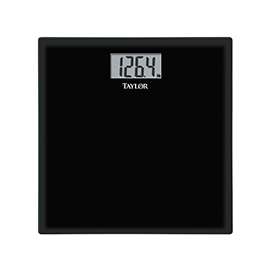 Taylor 75584192B Bathroom Scale, 400 lb Capacity, LCD Display, Black, 13.63 in OAW, 13.63 in OAD, 1.94 in OAH