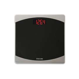 Taylor 7562 Bathroom Scale, 400 lb Capacity, LCD Display, Glass Housing Material, Black, 12 in OAW, 12 in OAD