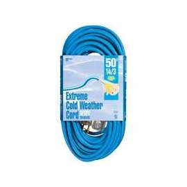 Woods 2628 Extension Cord, 14 AWG, Bright Blue Jacket