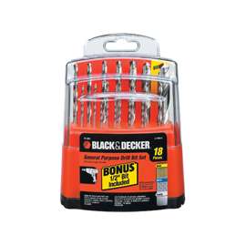 Black+Decker 71-931 Drill Bit Set, Steel, 18-Piece, For most DIY Projects