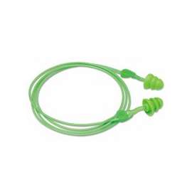 Glide Trio Reusable Earplugs, TPE, Green, Corded