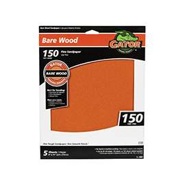 Gator 4464 Sanding Sheet, 11 in L, 9 in W, Fine, 150 Grit, Garnet Abrasive, Paper Backing