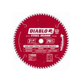 Diablo Steel Demon D0770FA Circular Saw Blade, 7-1/4 in Dia, 5/8 in Arbor, 70-Teeth, TiCo Cutting Edge