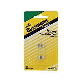 Bussmann BP/MDL-1/2 Fuse, 0.5 A, 250 V, 35 A, 10 kA Interrupt, Glass Body, G, Electronic, Time Delay Fuse