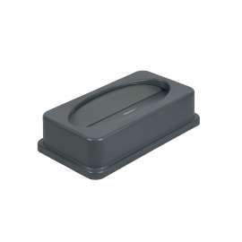 PLASTIC PRINCE Slim Jim Trash Can Lid Replacement, Outdoor Slim Commercial Garbage Can Lid, Swing Rectangular Double Flip Top Lid 23 Gallon Container, Gray