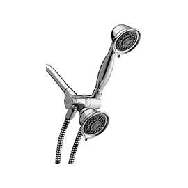 Waterpik PowerSpray+ Series VAT-313E-343DE Dual Shower Head System, 1.8 gpm, 6-Spray Function, Polished Chrome