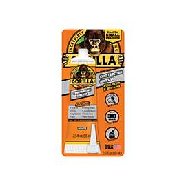 Gorilla 8020002 Construction Adhesive, White, 2.5 oz Tube