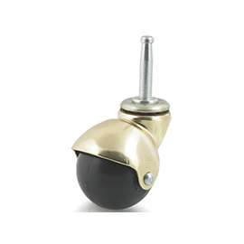DH CASTERS C-H15S1BR Ball Caster, 1-1/2 in Dia Wheel, Rubber Wheel, 90 lb, Metal Housing Material