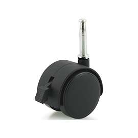 DH CASTERS C-T20S1BKB Swivel Caster with Brake, 2 in Dia Wheel, Plastic Wheel, Black, 85 lb