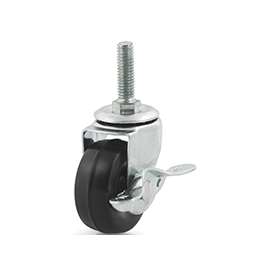 DH CASTERS C-L20T2RSB Swivel Caster with Brake, 2 in Dia Wheel, 13/16 in W Wheel, Rubber Wheel, 77 lb