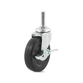 DH CASTERS C-L30T2RSB Swivel Caster with Brake, 3 in Dia Wheel, 13/16 in W Wheel, Rubber Wheel, 110 lb