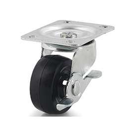 DH CASTERS C-GD25HRSB Swivel Caster, 2-1/2 in Dia Wheel, 1-1/8 in W Wheel, Rubber Wheel, 200 lb