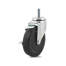 DH CASTERS C-LM5T3RSB Swivel Caster with Brake, 5 in Dia Wheel, 1-1/4 in W Wheel, Rubber Wheel, 300 lb