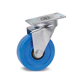 DH CASTERS C-LM4P1PUS Swivel Caster, 4 in Dia Wheel, 1-1/4 in W Wheel, Solid Polyurethane Wheel, Blue, 275 lb
