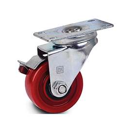 DH CASTERS C-LM3P1PUSB Swivel Caster, 3 in Dia Wheel, 1-1/4 in W Wheel, Polyurethane Wheel, Red, 240 lb